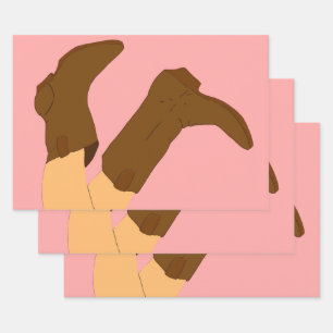 Brown Cowboy Boots Geschenkpapier Set