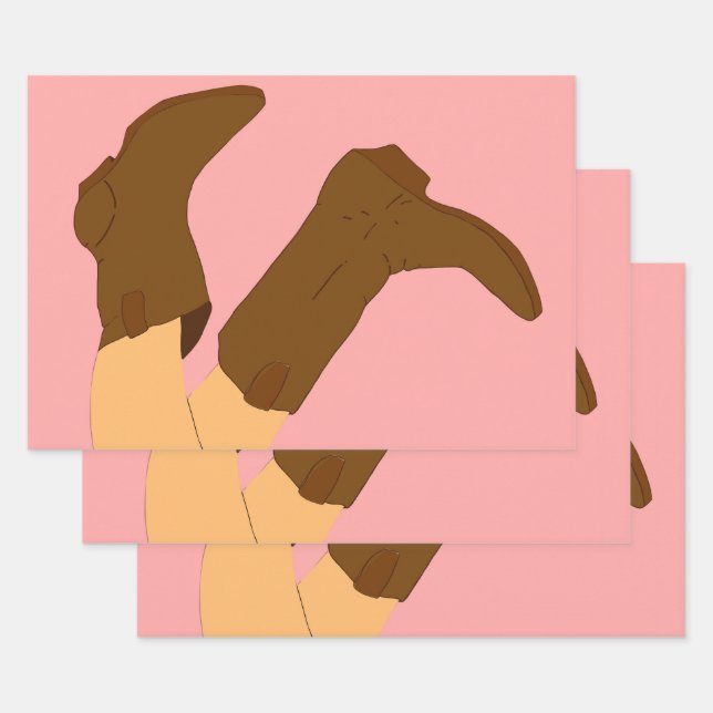 Brown Cowboy Boots Geschenkpapier Set (Set)