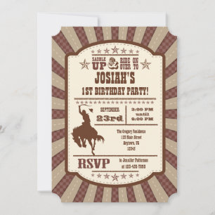 Brown Cowboy Rodeo Geburtstagsparty Einladung