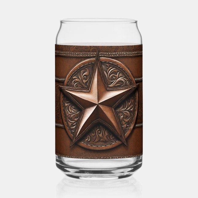 Brown Cowboy Rustikaler Western Land Texas Star Dosenglas (Vorderseite)