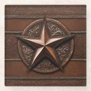 Brown Cowboy Rustikaler Western Land Texas Star Glasuntersetzer