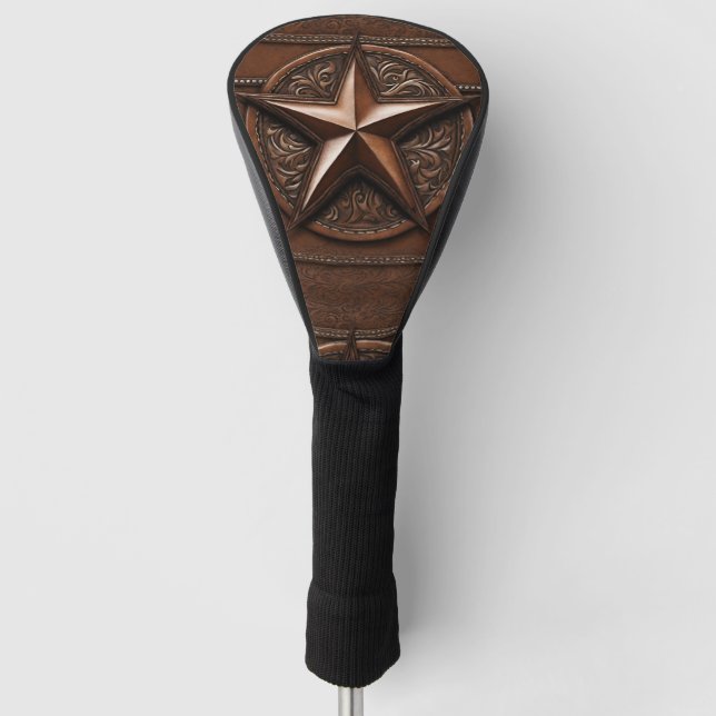 Brown Cowboy Rustikaler Western Land Texas Star Golf Headcover (Vorderseite)