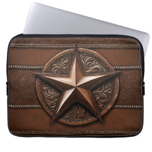 Brown Cowboy Rustikaler Western Land Texas Star Laptopschutzhülle