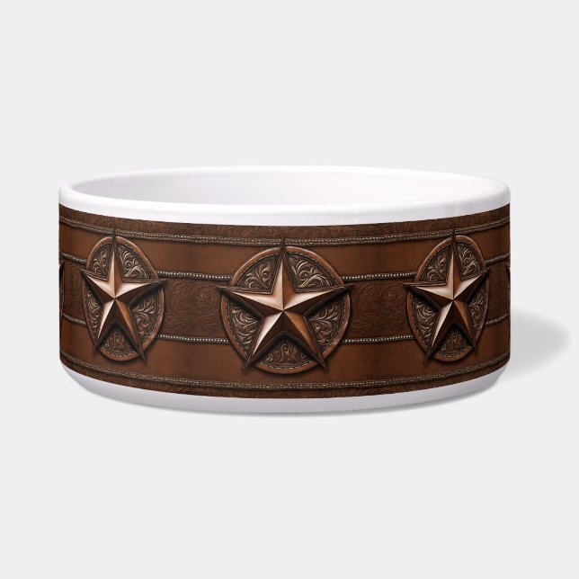 Brown Cowboy Rustikaler Western Land Texas Star Napf (Vorderseite)