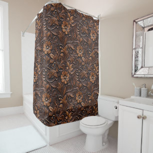 Brown Cowgirl Floral Duschvorhang