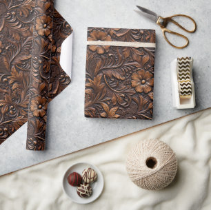 Brown Cowgirl Floral Geschenkpapier