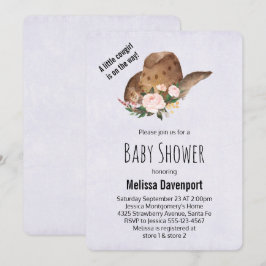 Brown Cowgirl Hut mit rosa Blume Kinderdusche Einladung