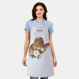 Brown Cowgirl Hut mit rosa Blume Schürze