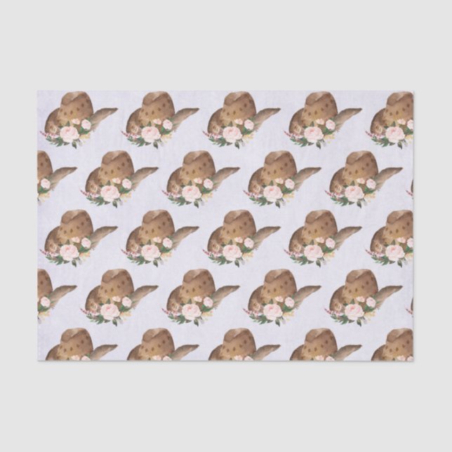 Brown Cowgirl Hut mit rosa Blume Seidenpapier (Vorderseite)