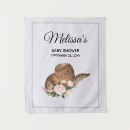 Brown Cowgirl Hut mit rosa Blume Wandteppich