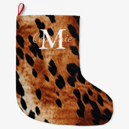 Brown Cowhid Monogramm Großer Weihnachtsstrumpf