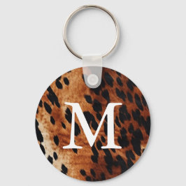 Brown Cowhid Monogramm Schlüsselanhänger