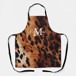 Brown Cowhid Monogramm Schürze
