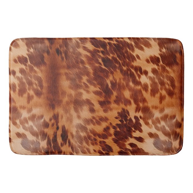 Brown Cowhide Animal Print Badematte (Vorderseite)