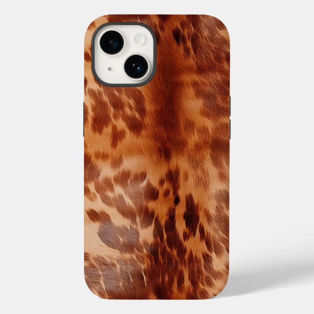 Brown Cowhide Animal Print Case-Mate iPhone Hülle (Rückseite)