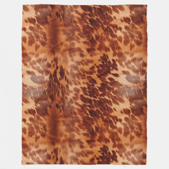 Brown Cowhide Animal Print Fleecedecke (Vorderseite)