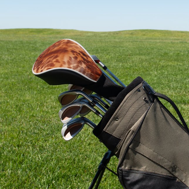 Brown Cowhide Animal Print Golf Headcover (In SItu)