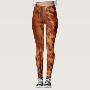 Brown Cowhide Animal Print Leggings