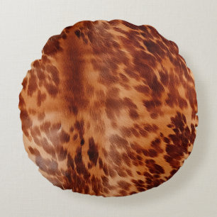 Brown Cowhide Animal Print Rundes Kissen