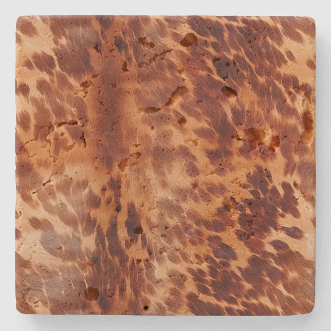 Brown Cowhide Animal Print Steinuntersetzer (Vorderseite)