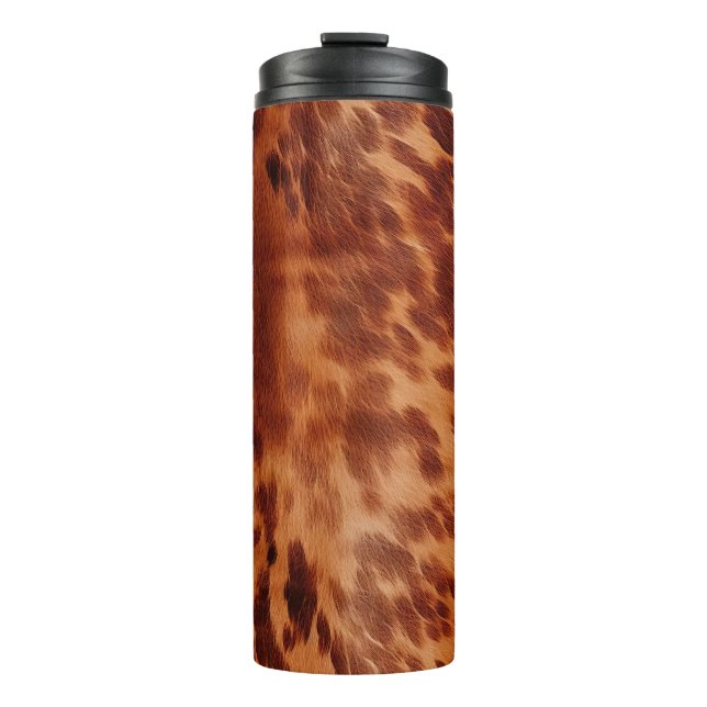 Brown Cowhide Animal Print Thermosbecher (Vorderseite)