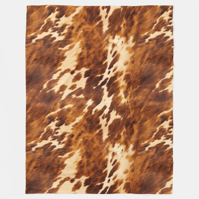 Brown Cowhide Fleecedecke (Vorderseite)