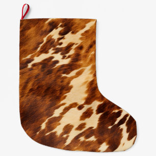 Brown Cowhide Großer Weihnachtsstrumpf