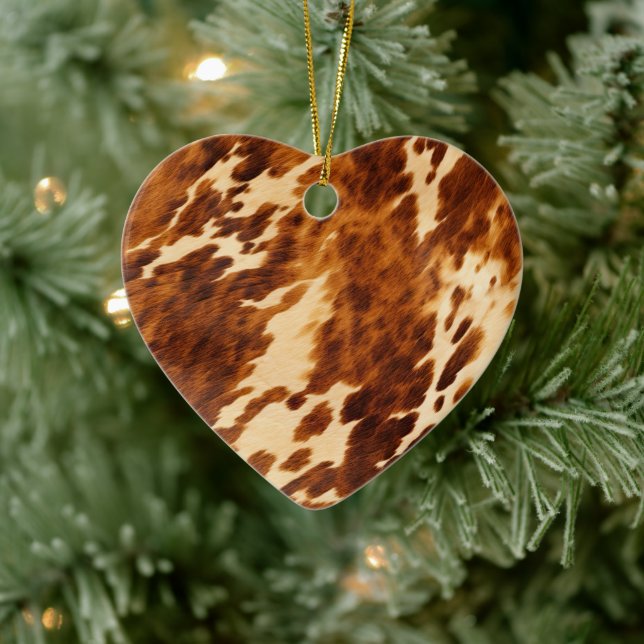Brown Cowhide Keramik Ornament (Baum)