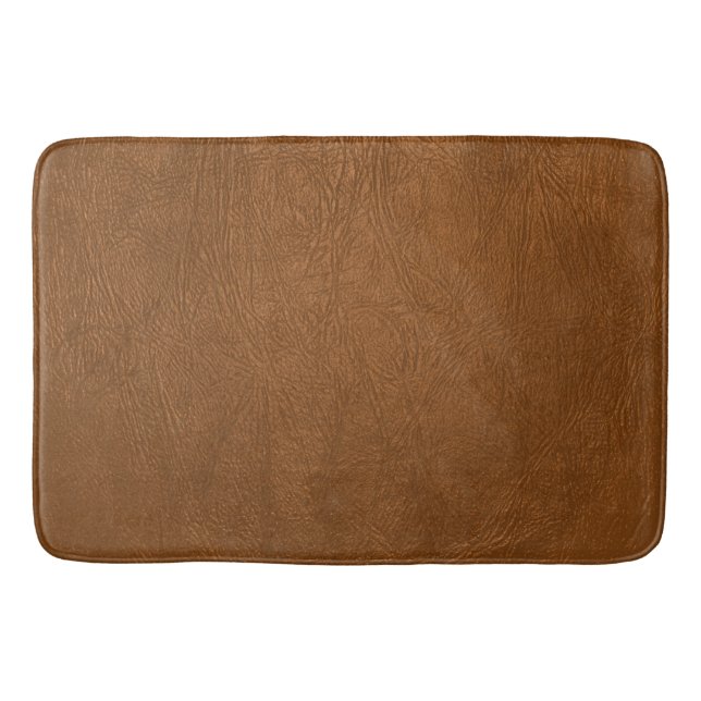 Brown Cowhide Leder Textur aussehen Badematte (Vorderseite)