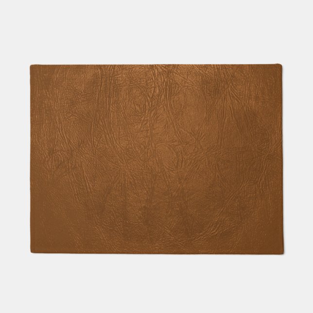 Brown Cowhide Leder Textur aussehen Fußmatte (Vorderseite)