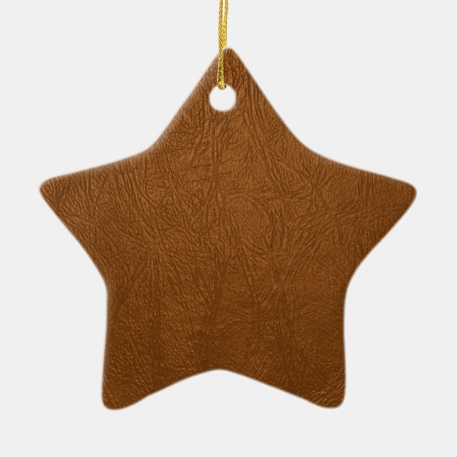 Brown Cowhide Leder Textur aussehen Keramik Ornament (Vorne)