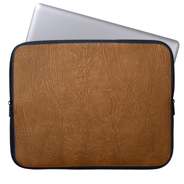 Brown Cowhide Leder Textur aussehen Laptopschutzhülle (Vorderseite)