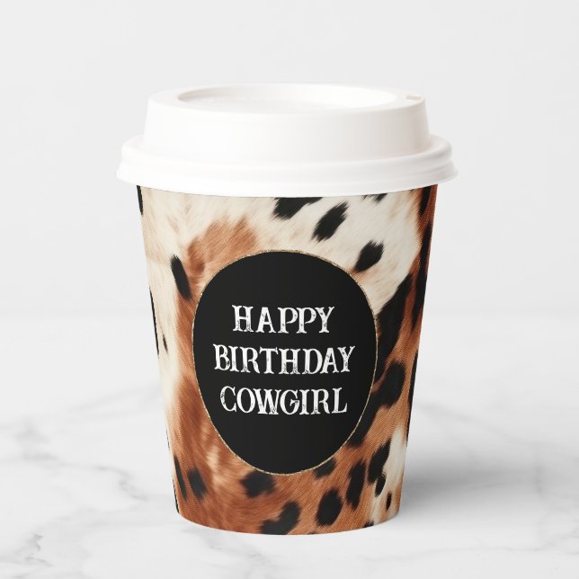 Brown Cream Animal Cowhid Pappbecher (Vorderseite)