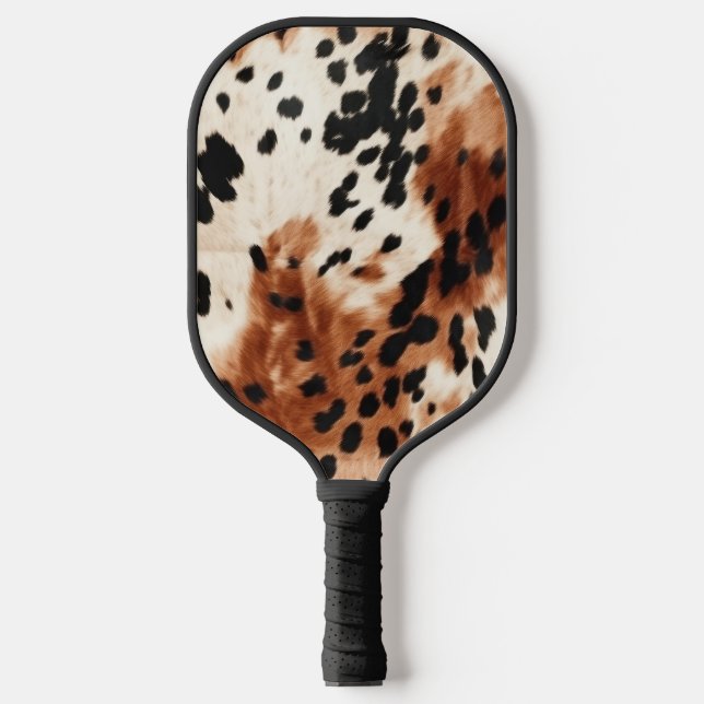 Brown Cream Animal Cowhid Pickleball Schläger (Vorderseite)