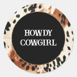 Brown Cream Animal Cowhid Runder Aufkleber