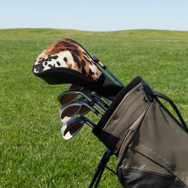 Brown Cream Animal Cowhide Golf Headcover (In SItu)