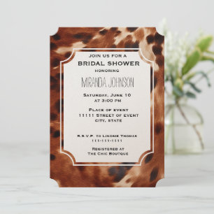 Brown Cream Black Cowhide Brautparty Einladung
