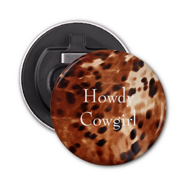 Brown Cream Black Cowhide Flaschenöffner (Vorderseite)