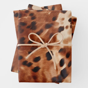 Brown Cream Black Cowhide Geschenkpapier Set