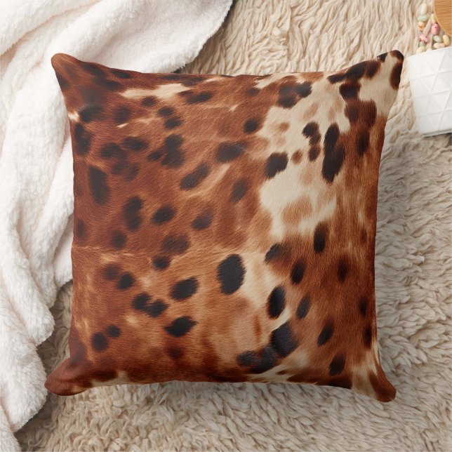 Brown Cream Black Cowhide Kissen (Decke)