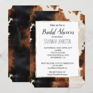 Brown Cream Black Southwest Cowgirl Cowhide Einladung