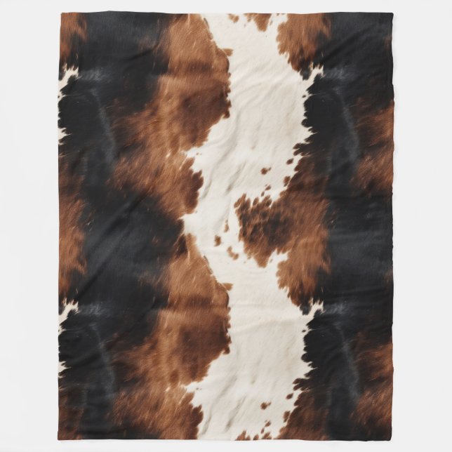 Brown Cream Black Südwest Cowhide Fleecedecke (Vorderseite)