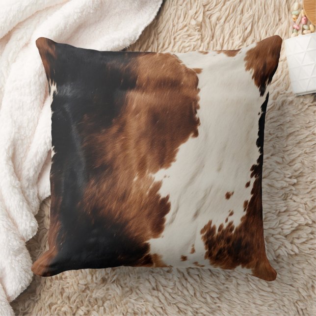 Brown Cream Black Südwest Cowhide Kissen (Decke)