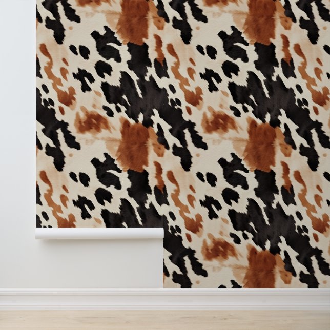 Brown Cream Black Südwest Cowhide Tapete (Anwendung)