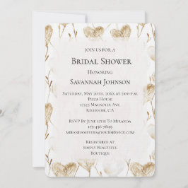 Brown Cream Boho Hearts Brautparty Einladung