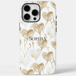 Brown Cream Boho Hearts iPhone 16 Pro Max Hülle