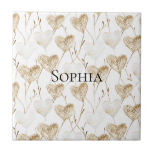 Brown Cream Boho Hearts Fliese