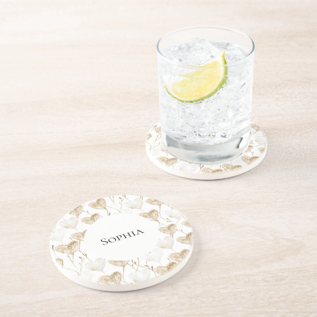 Brown Cream Boho Hearts Getränkeuntersetzer (Seite)