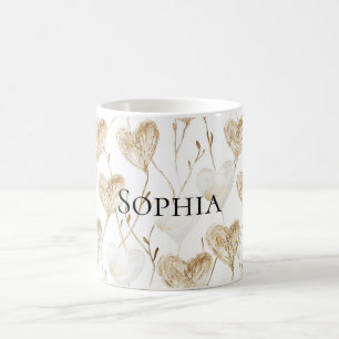 Brown Cream Boho Hearts Kaffeetasse