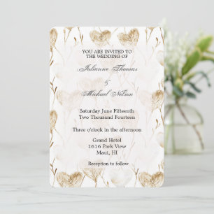 Brown Cream Boho Hearts Wedding Einladung
